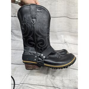 Sorel SlimWestern Waterproof Cowboy Boots Womens Size 9 Pilsner Black Leather